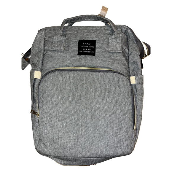 Backpack Diaper Bag LAND Brand NEW! Gray Multi Compartments Travel Canvas Tote - Picture 1 of 10